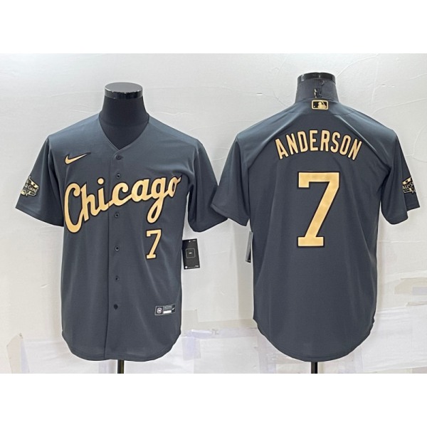 Men's Chicago White Sox #7 Tim Anderson Number Grey 2022 All Star Stitched Cool Base Nike Jersey