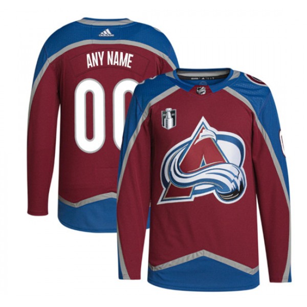 Men's Colorado Avalanche Custom 2022 Burgundy Stanley Cup Final Patch Stitched Jersey