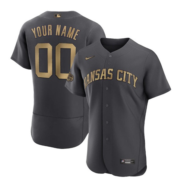 Men's Kansas City Royals Active Player Custom Charcoal 2022 All-Star Flex Base Stitched MLB Jersey
