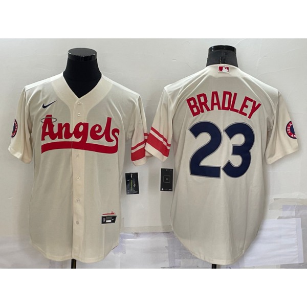 Men's Los Angeles Angels #23 Archie Bradley Cream 2022 City Connect Cool Base Stitched Jersey