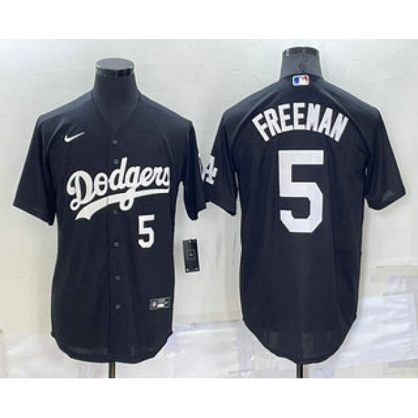 Men's Los Angeles Dodgers #5 Freddie Freeman Number Black Turn Back The Clock Stitched Cool Base Jersey