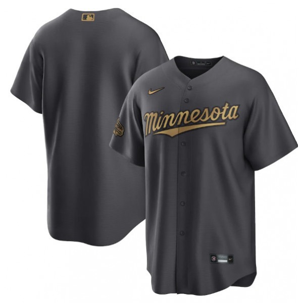 Men's Minnesota Twins Blank Charcoal 2022 All-Star Cool Base Stitched Baseball Jersey