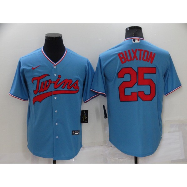 Men's Minnesota Twins #25 Byron Buxton Light Blue Pullover Throwback Cooperstown Nike Jersey