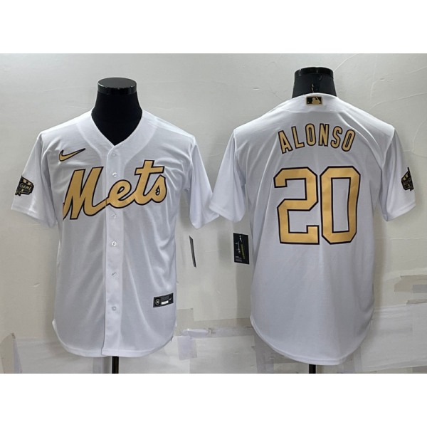 Men's New York Mets #20 Pete Alonso White 2022 All Star Stitched Cool Base Nike Jersey