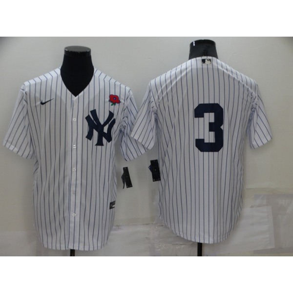Men's New York Yankees #3 Babe Ruth White No Name Stitched Rose Nike Cool Base Throwback Jersey