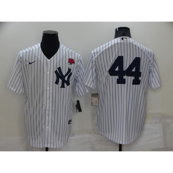 Men's New York Yankees #44 Reggie Jackson White No Name Stitched Rose Nike Cool Base Throwback Jersey