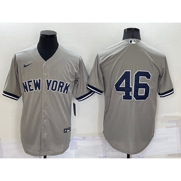Men's New York Yankees #46 Andy Pettitte Grey No Name Stitched MLB Cool Base Nike Jersey