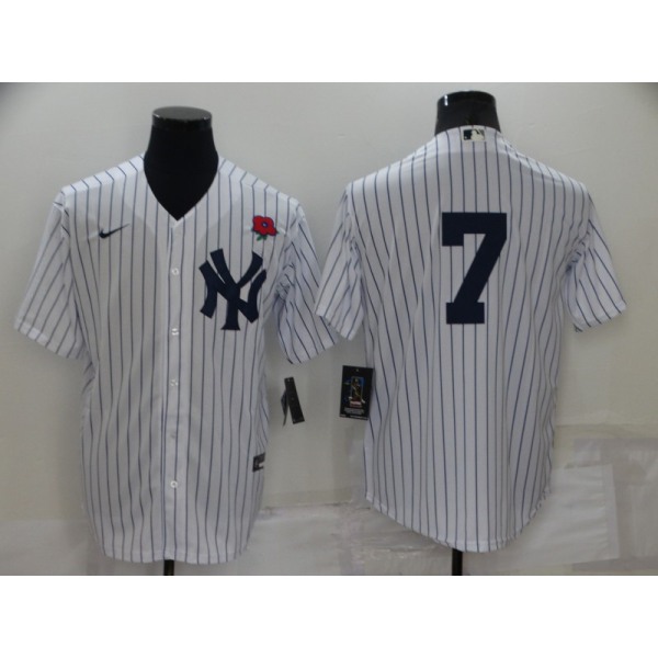 Men's New York Yankees #7 Mickey Mantle White No Name Stitched Rose Nike Cool Base Throwback Jersey