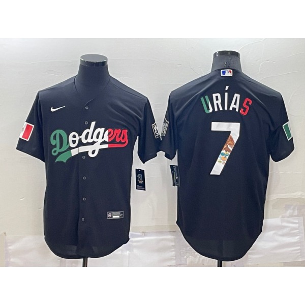 Mens Los Angeles Dodgers #7 Julio Urias Black Mexico 2020 World Series Cool Base Nike Jersey