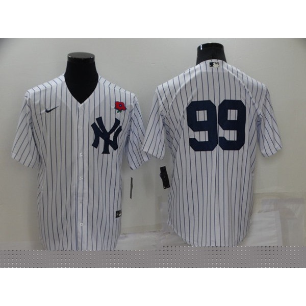 Mens New York Yankees #99 Aaron Judge White Cool Base Stitched Rose Baseball Jersey