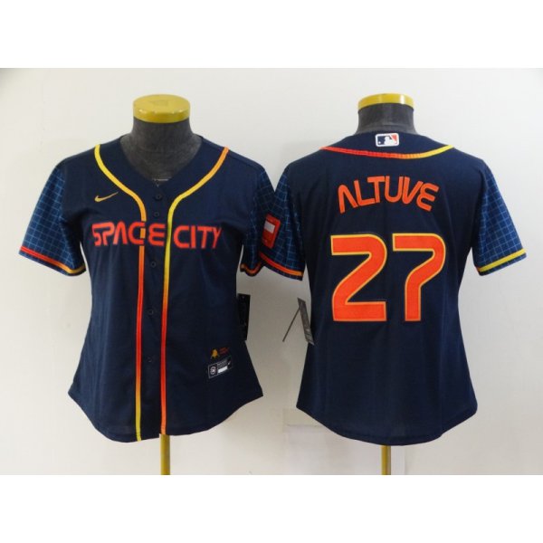 Women's Houston Astros #27 Jose Altuve 2022 Navy Blue City Connect Cool Base Stitched Jersey