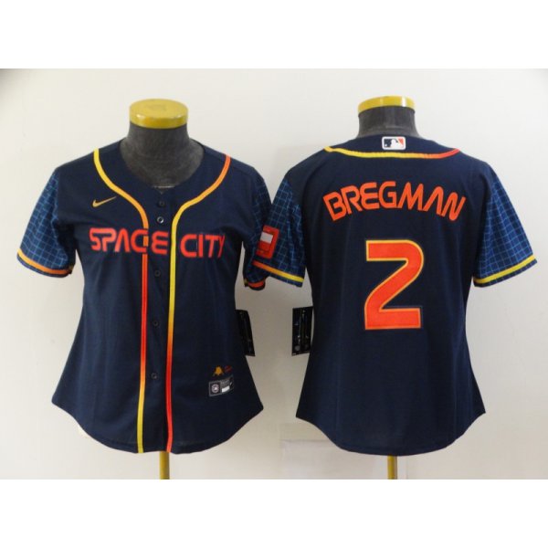 Women's Houston Astros #2 Alex Bregman 2022 Navy Blue City Connect Cool Base Stitched Jersey