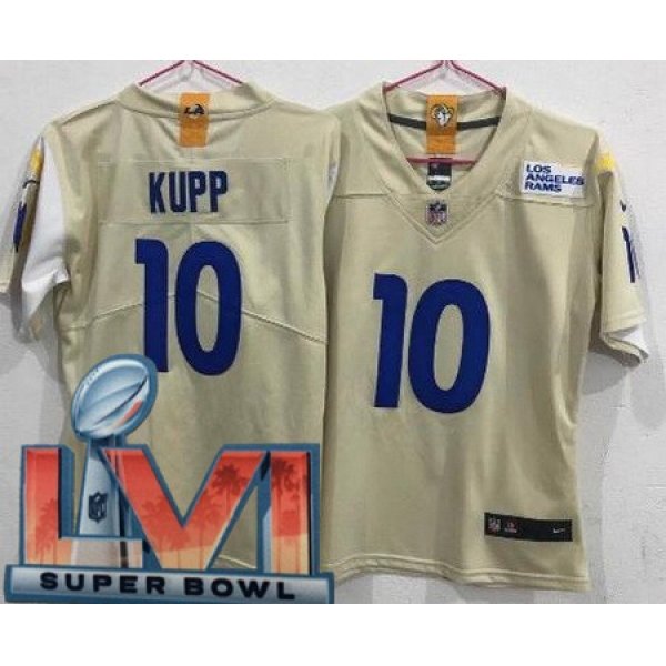 Women's Los Angeles Rams #10 Cooper Kupp Limited Bone 2022 Super Bowl LVI Bound Vapor Jersey