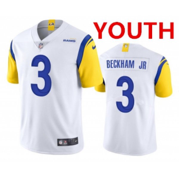 Youth Los Angeles Rams #3 Odell Beckham Jr. Vapor Untouchable Limited Stitched White Jersey