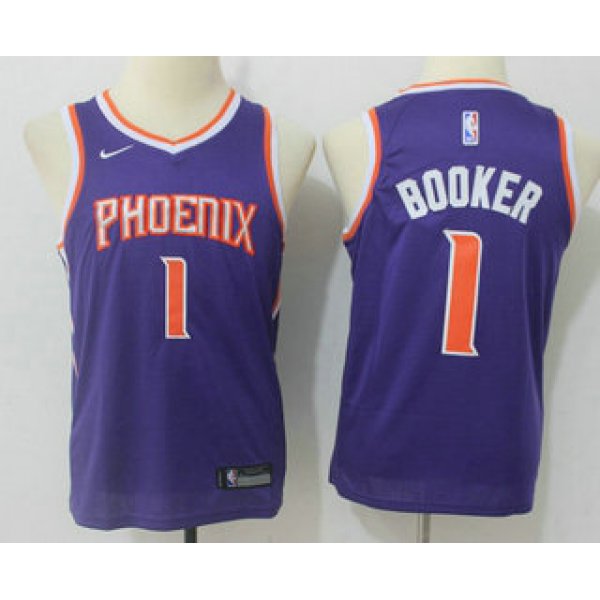Youth Phoenix Suns #1 Devin Booker Purple Nike Swingman Stitched NBA Jersey