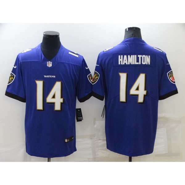 Men's Baltimore Ravens #14 Kyle Hamilton Purple Vapor Untouchable Limited Stitched Jersey
