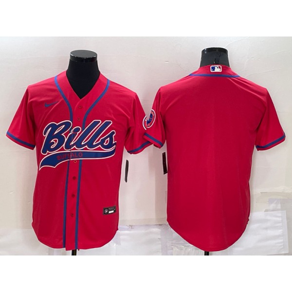 Men's Buffalo Bills Blank Red Stitched MLB Cool Base Nike Baseball Jersey