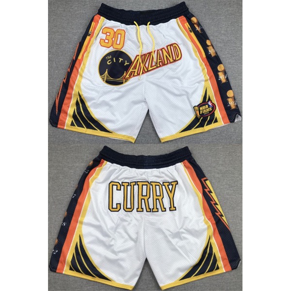 Men's Golden State Warriors #30 Stephen Curry White Shorts(Run Small)