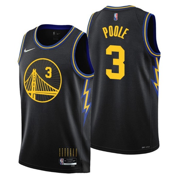 Men's Golden State Warriors #3 Jordan Poole Black Stitched Basketball Jersey