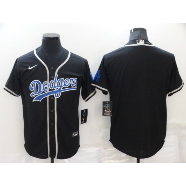 Men's Los Angeles Dodgers Blank Black Blue Name Stitched MLB Cool Base Nike Jersey