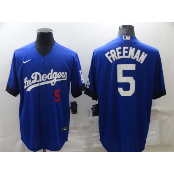 Men's Los Angeles Dodgers #5 Freddie Freeman Royal City Connect Flex Base Stitched Jersey