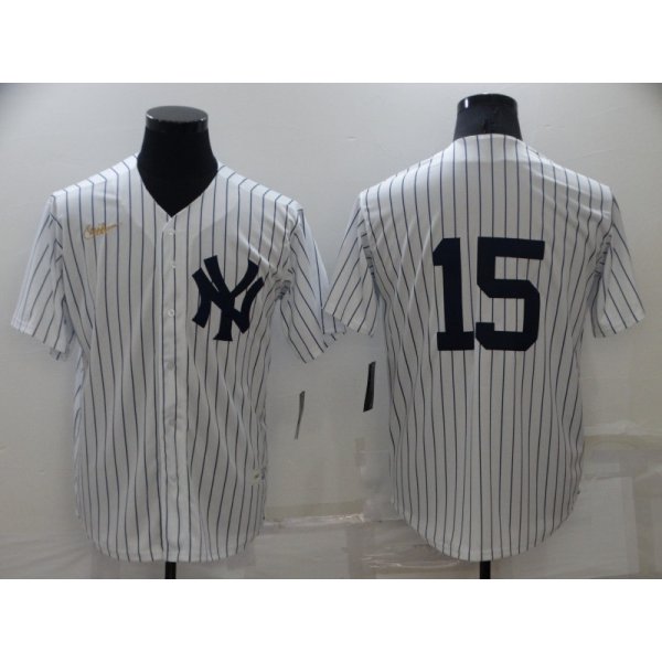 Men's New York Yankees #15 Thurman Munson No Name White Throwback Stitched MLB Cool Base Nike Jersey
