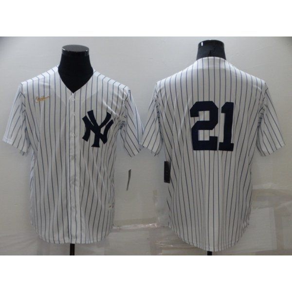Men's New York Yankees #21 Paul ONeill No Name White Throwback Stitched MLB Cool Base Nike Jersey