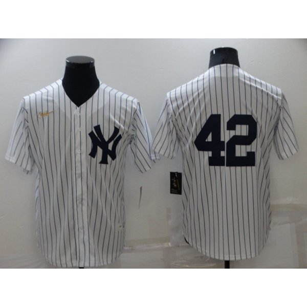 Men's New York Yankees #42 Mariano Rivera No Name White Throwback Stitched MLB Cool Base Nike Jersey