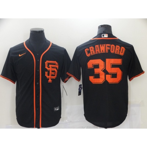 Men's San Francisco Giants #35 Brandon Crawford Black Stitched MLB Cool Base Nike Jersey