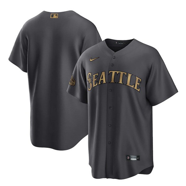 Men's Seattle Mariners Blank Charcoal 2022 All-Star Cool Base Stitched jersey