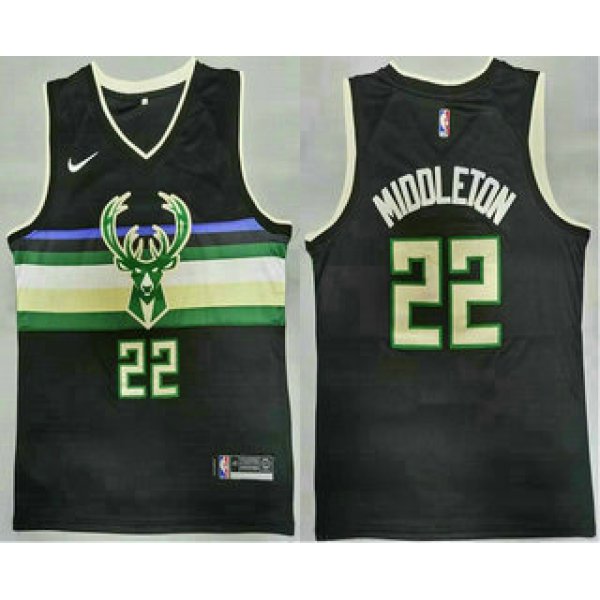 Men's Milwaukee Bucks #22 Khris Middleton Black 2021 Nike Swingman Stitched Jersey
