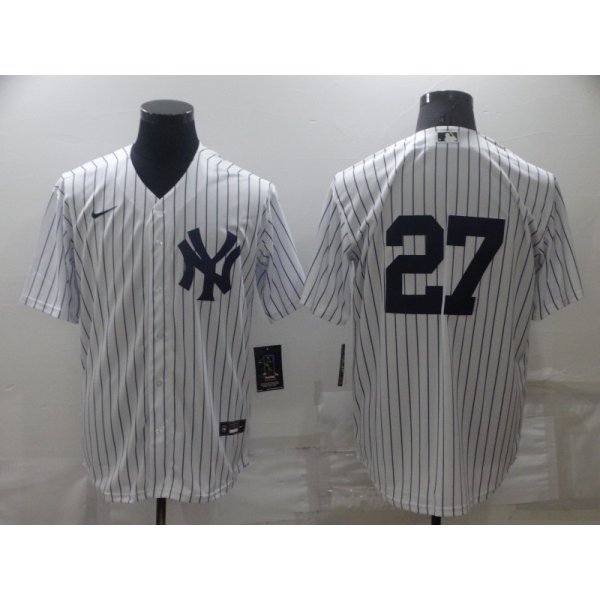 Men's New York Yankees #27 Giancarlo Stanton White No Name Stitched MLB Nike Cool Base Jersey