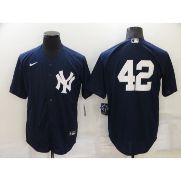 Men's New York Yankees #42 Mariano Rivera No Name Navy Blue Stitched MLB Cool Base Nike Jersey