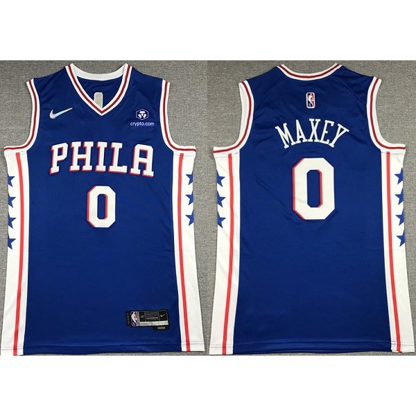 Men's Philadelphia 76ers  Tyrese Maxey Royal 75th Anniversary Icon Edition Swingman Stitched Jersey