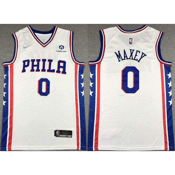 Men's Philadelphia 76ers  Tyrese Maxey White 75th Anniversary Association Edition Swingman Stitched Jersey
