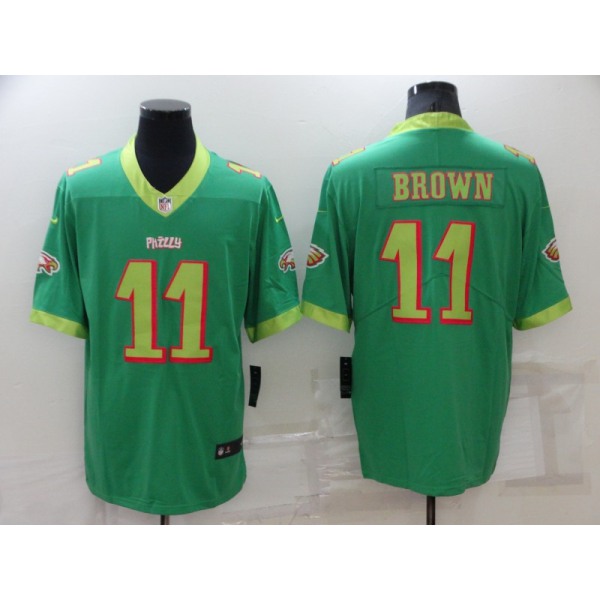 Men's Philadelphia Eagles #11 A. J. Brown Green City Edition Limited Stitched Jersey