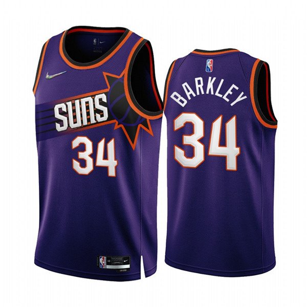 Men's Phoenix Suns #34 Charles Barkley 2022-23 Purple 75th Anniversary Icon Edition Stitched Jersey