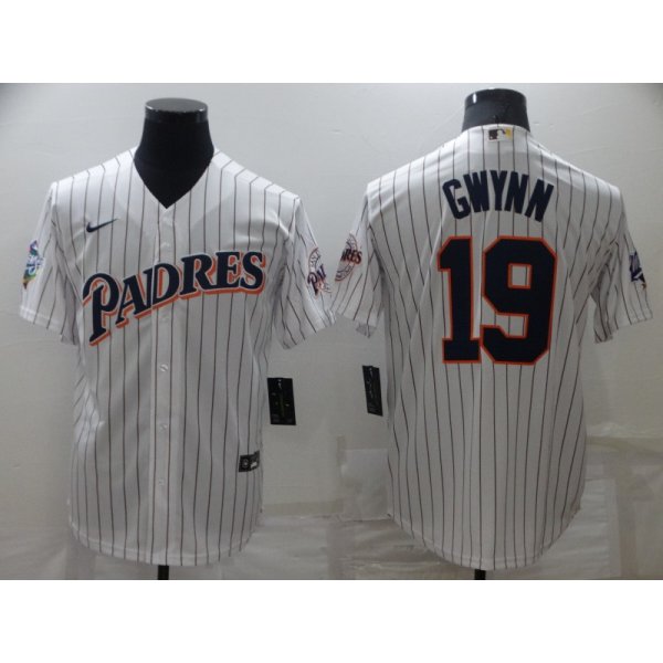 Men's San Diego Padres #19 Tony Gwynn White Cool Base Stitched Jersey