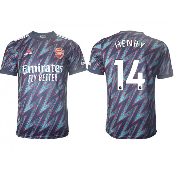 Men 2021-2022 Club Arsenal Second away aaa version blue 14 Soccer Jerseys