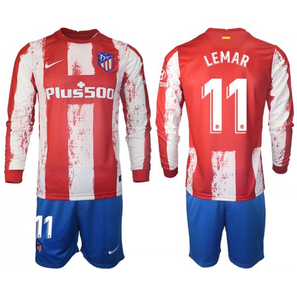 Men 2021-2022 Club Atletico Madrid home red Long Sleeve 11 Soccer Jersey