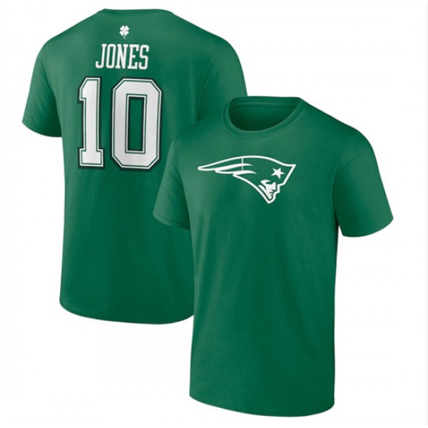 Men's New England Patriots #10 Mac Jones Green St. Patrick's Day Icon Player T-Shirt