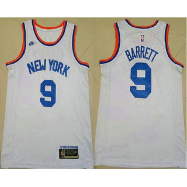 Men's New York Knicks #9 RJ Barrett White NEW 2021 Nike Swingman Stitched Jersey