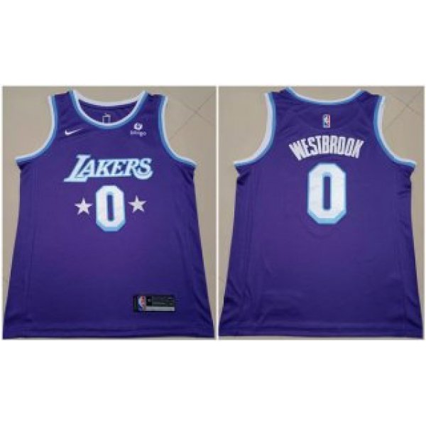 Men's Purple Los Angeles Lakers  Russell Westbrook bibigo City Edition Stitched
