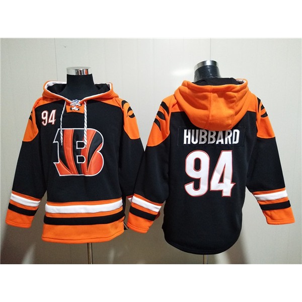 Men's Cincinnati Bengals #94 Sam Hubbard Orange Black Ageless Must-Have Lace-Up Pullover Hoodie