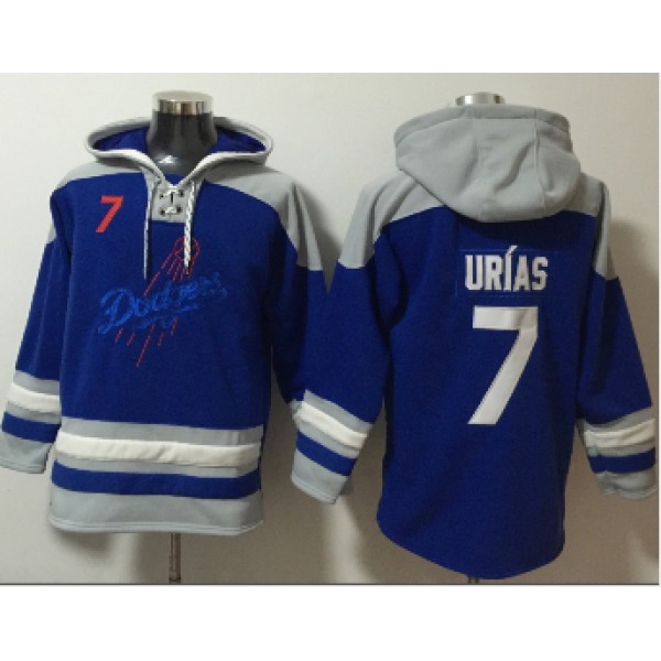 Men's Los Angeles Dodgers #7 Julio Urias Blue Ageless Must Have Lace Up Pullover Hoodie