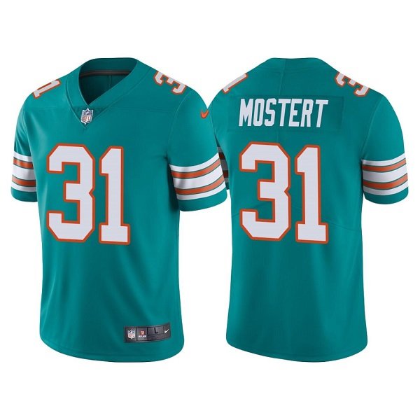 Men's Miami Dolphins #31 Raheem Mostert Aqua Color Rush Limited Stitched Football Jersey