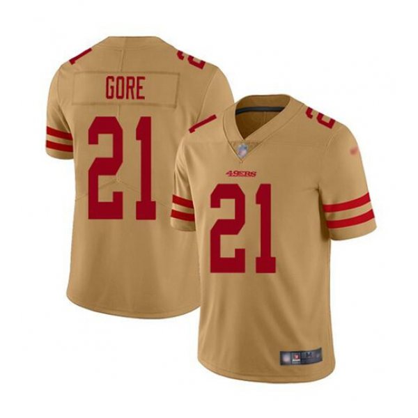Men's San Francisco 49ers #21 Frank Gore Golden Stitched Jersey