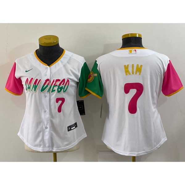 Women's San Diego Padres #7 Ha Seong Kim Number White 2022 City Connect Cool Base Stitched Jersey