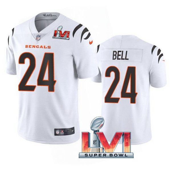 Men's Cincinnati Bengals #24 Vonn Bell 2022 White Super Bowl LVI Vapor Limited Stitched Jersey