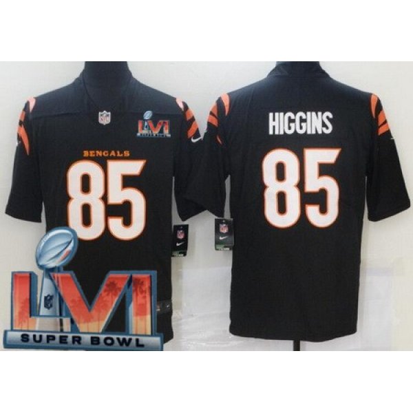 Men's Cincinnati Bengals #85 Tee Higgins Limited Black 2022 Super Bowl LVI Bound Vapor Jersey